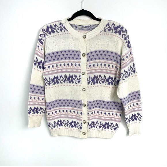 Vintage 90’s Pastel Pointelle Knit Cardigan - Picture 5 of 14